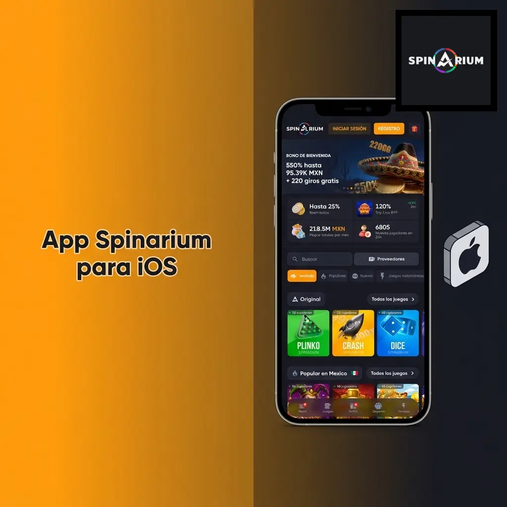 App Spinarium para iOS con apuestas deportivas y casino, compatible con iPhone y iPad, iOS 12.0 o superior.